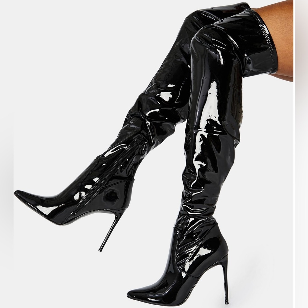 Steve Madden Over the Knee Vicktory Boot - Patent Black
